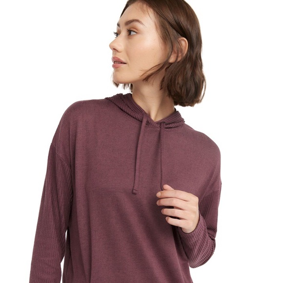 NWT Reitmans eggplant ribbed nightdress with hood size XL - Picture 4 of 8